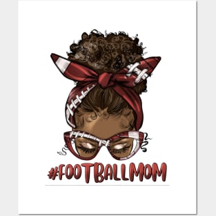 Afro Messy Bun Football Mom Posters and Art